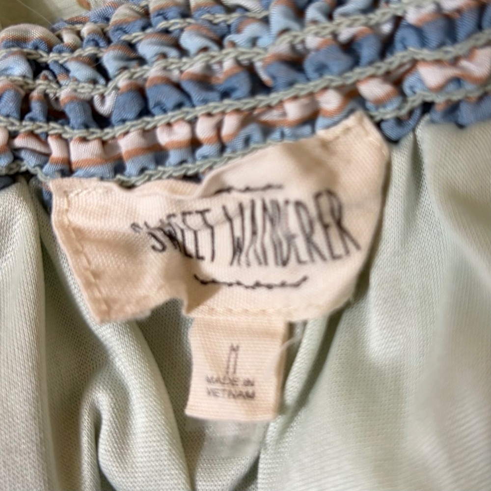 Sweet Wanderer Blue Green Floral Fairycore Midi Dress M Square Neck Cottagecore - Picture 8 of 8